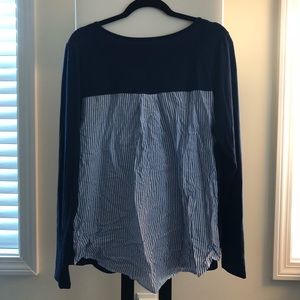 Lane Bryant 3/4 Mixed Media Shirt, Seersucker Back